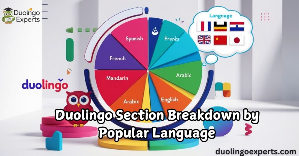 Duolingo Section Breakdown by Popular Language